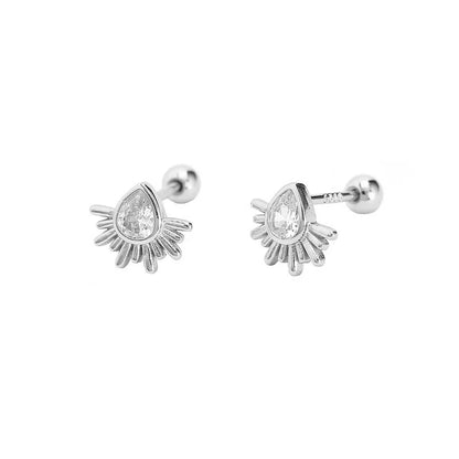 925 Sterling Silver Stud Earrings Charm Jewelry - Water Drop-shaped - YH0441 - Touchy Style