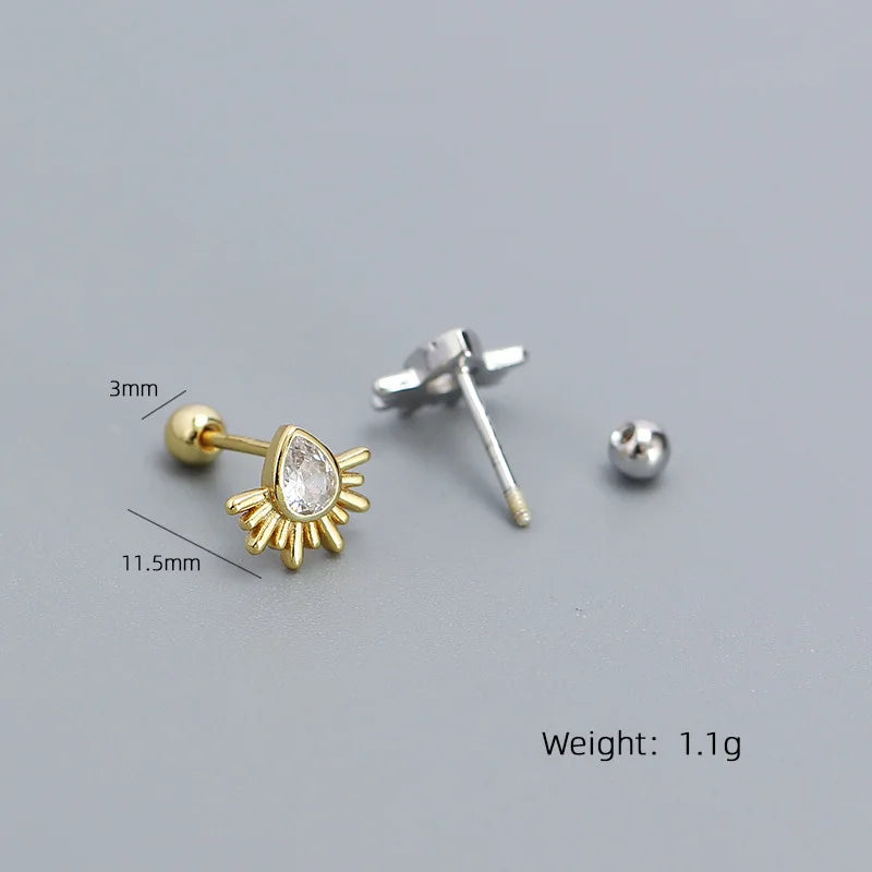 925 Sterling Silver Stud Earrings Charm Jewelry - Water Drop-shaped - YH0441 - Touchy Style