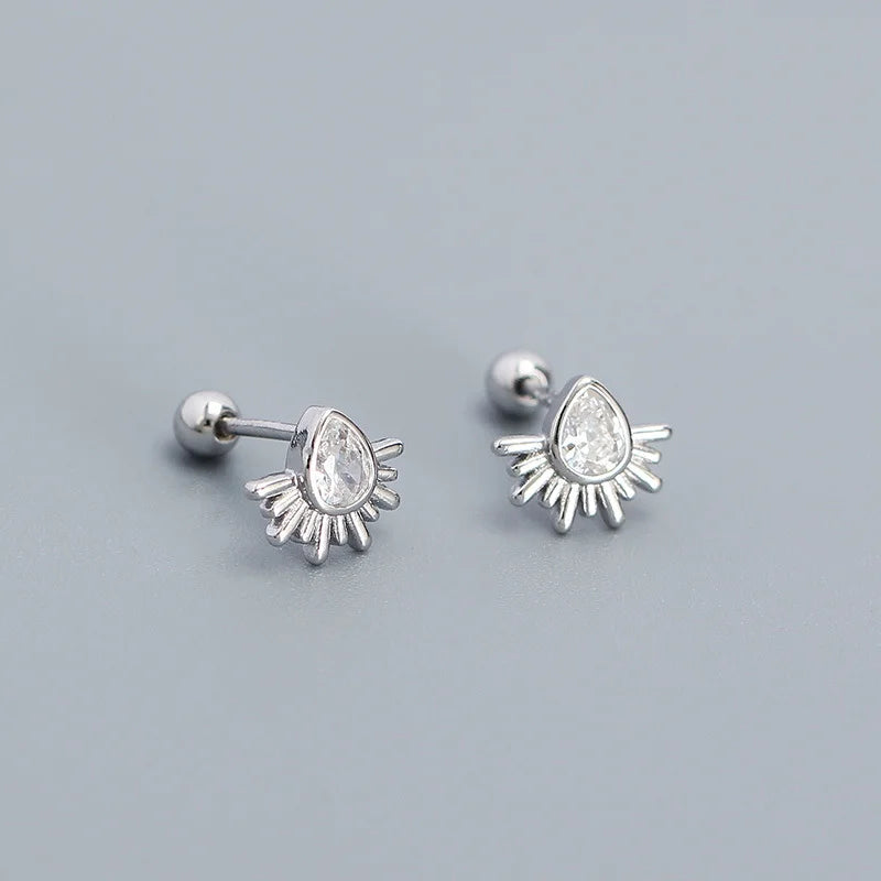 925 Sterling Silver Stud Earrings Charm Jewelry - Water Drop-shaped - YH0441 - Touchy Style