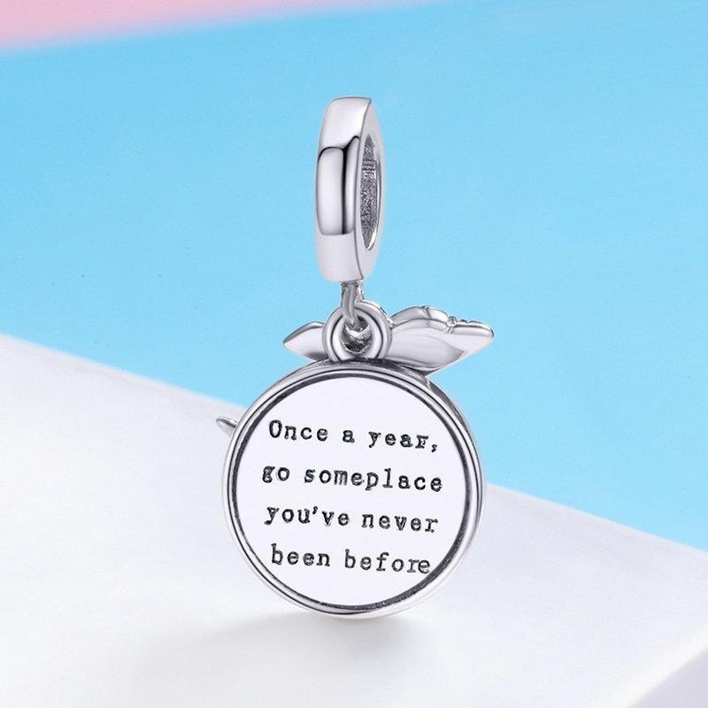 925 Sterling Silver Travel Around World Plane Pendant Charm Jewelry Without Chain - Touchy Style