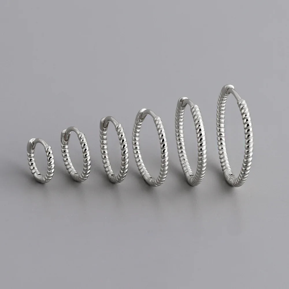 925 Sterling Silver Twist Hoop Earrings Charm Jewelry - Round Circle - MD372 - Touchy Style