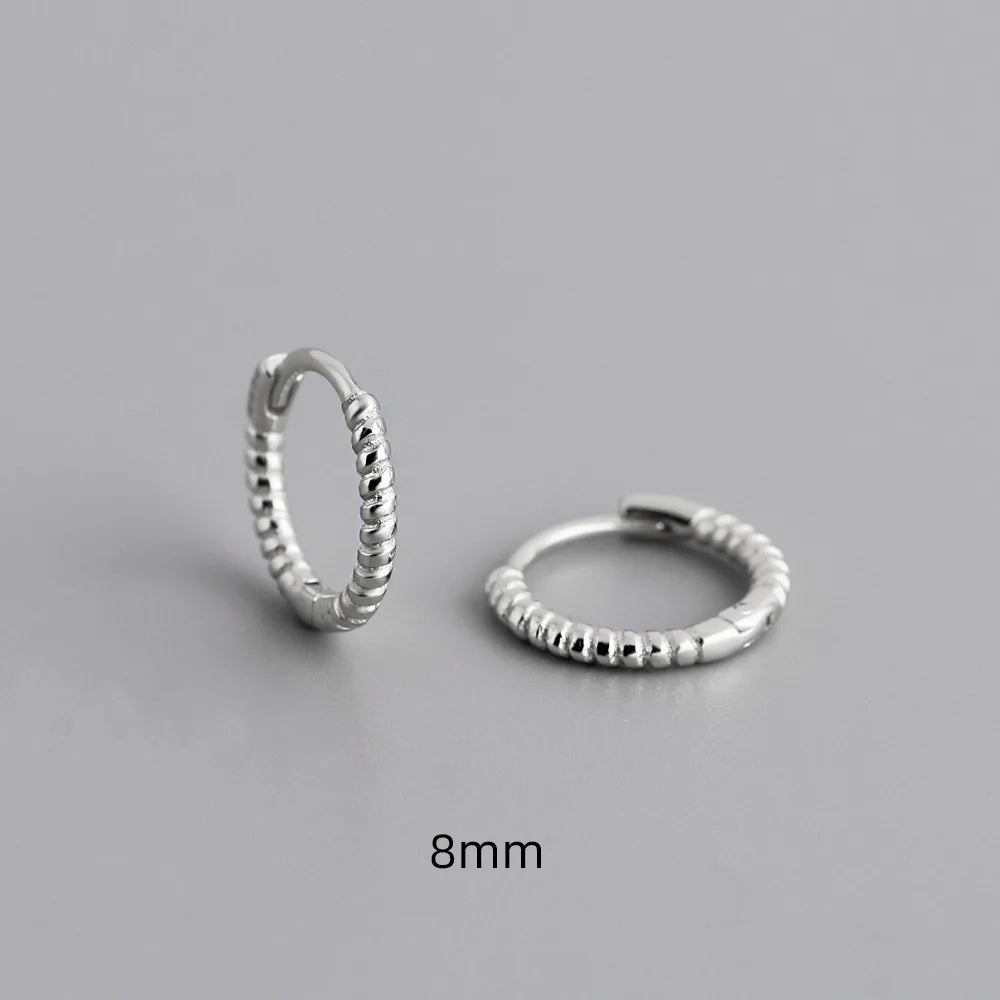 925 Sterling Silver Twist Hoop Earrings Charm Jewelry - Round Circle - MD372 - Touchy Style