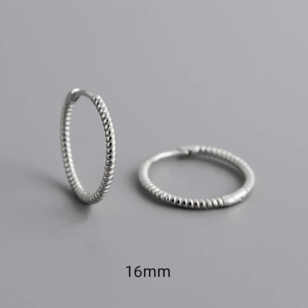 925 Sterling Silver Twist Hoop Earrings Charm Jewelry - Round Circle - MD372 - Touchy Style