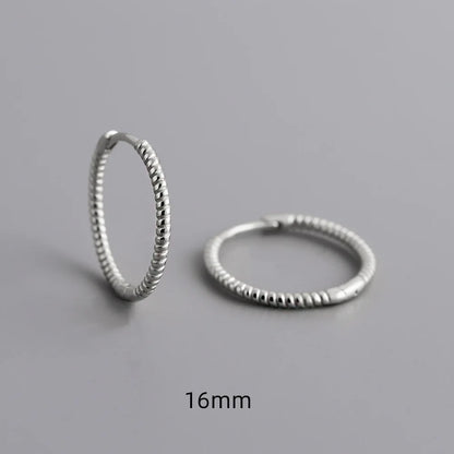 925 Sterling Silver Twist Hoop Earrings Charm Jewelry - Round Circle - MD372 - Touchy Style