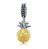 925 Sterling Silver Yellow Crystal Pineapple Pendent Charm Jewelry 