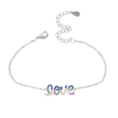 Crystal Love Letters 925 Sterling Silver Bracelets Charm Jewelry