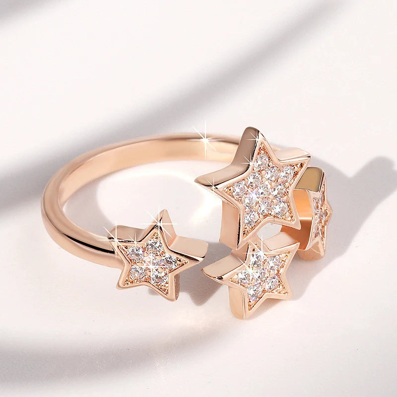 925 Sterling Silver Luminous Stars Rings Charm Jewelry GV409