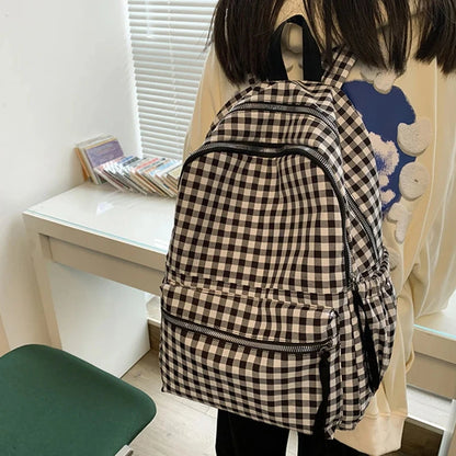 Fashion College School Cool Backpacks for Women Plaid Pattern GCBRA38