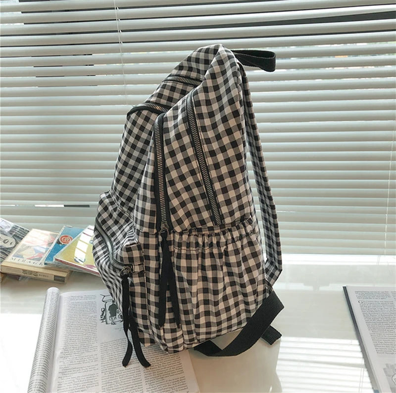 Fashion College School Cool Backpacks for Women Plaid Pattern GCBRA38