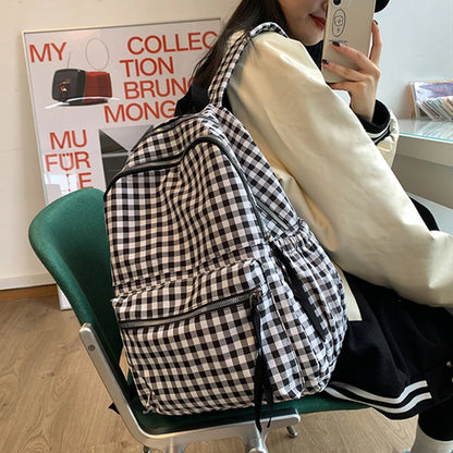 Fashion College School Cool Backpacks for Women Plaid Pattern GCBRA38