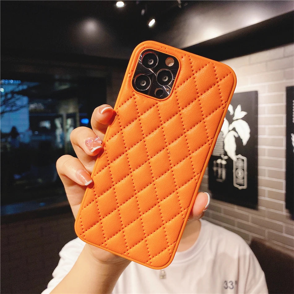 Leather Plating Cute Phone Cases For iPhone 16 15 14 13 12 Pro Max 7 8 Plus X XS XR 11 SE 2 2020 10