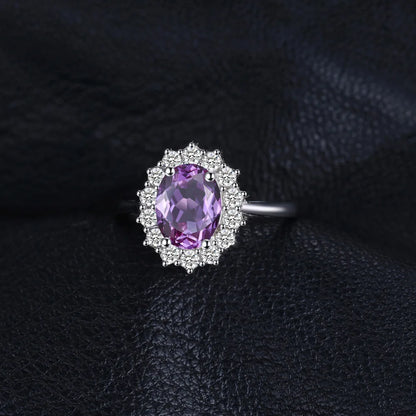 Finger Rings Charm Jewelry - Diana Amethyst Halo Ring in 925 Sterling Silver - TSJ70