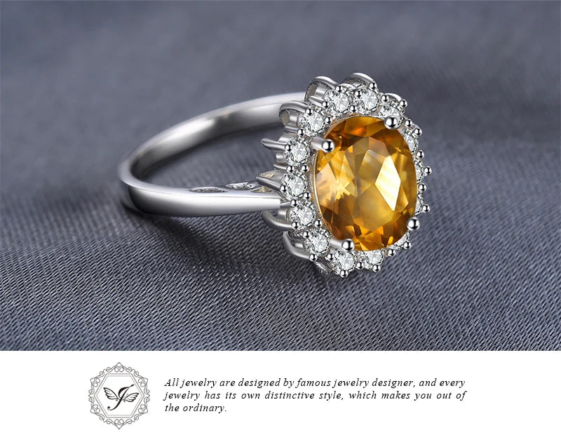 Finger Rings Charm Jewelry - Natural Citrine - 925 Sterling Silver - TSJ72