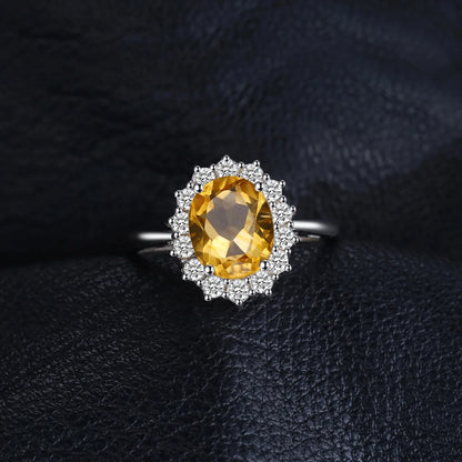 Finger Rings Charm Jewelry - Natural Citrine - 925 Sterling Silver - TSJ72