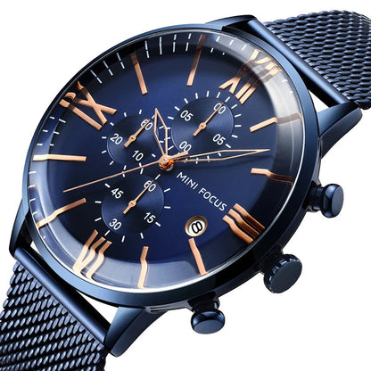 Blue Simple Cheap Watches For Men Stainless Steel Band MOS0405