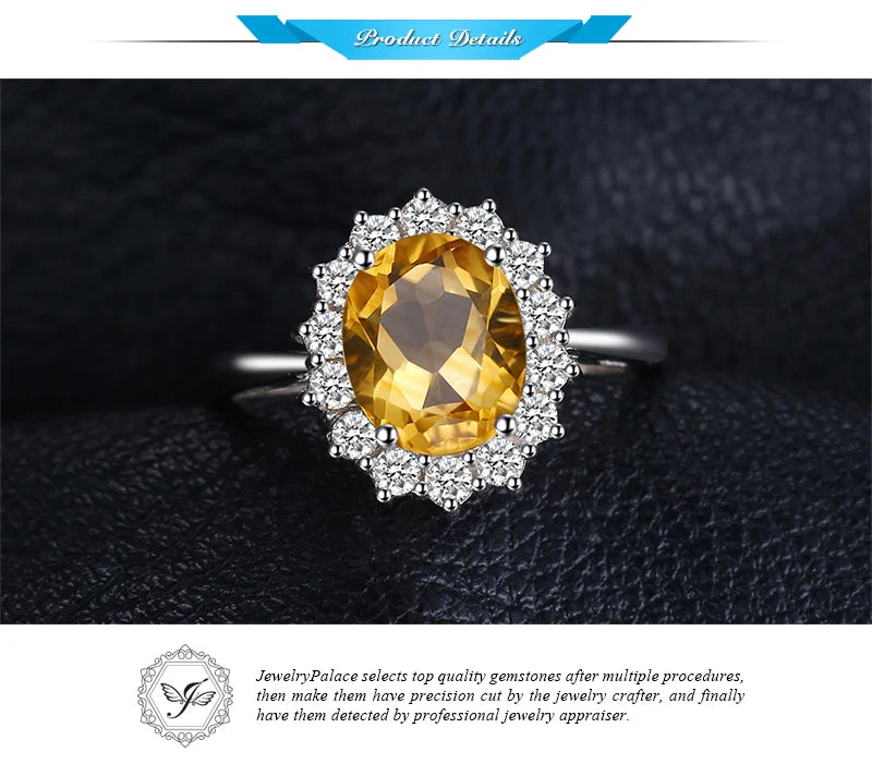 Finger Rings Charm Jewelry - Natural Citrine - 925 Sterling Silver - TSJ72