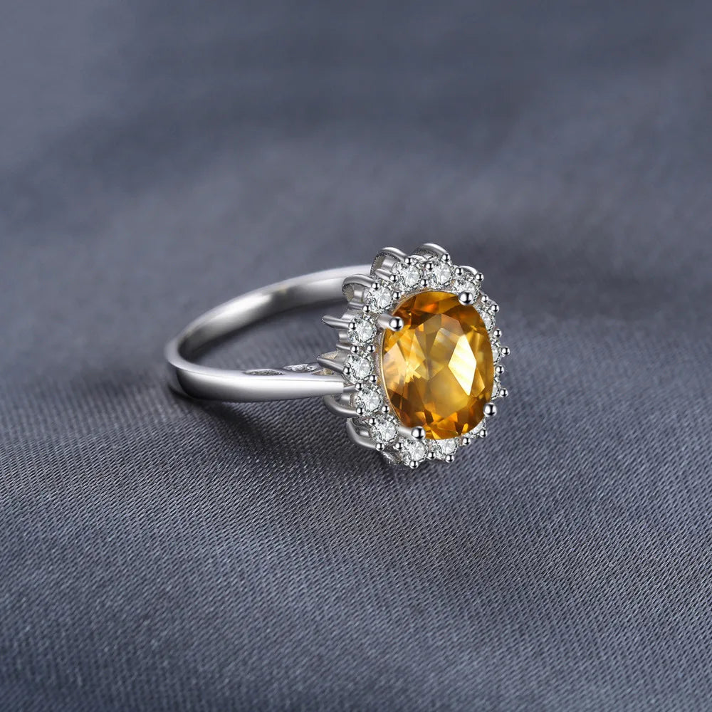 Finger Rings Charm Jewelry - Natural Citrine - 925 Sterling Silver - TSJ72