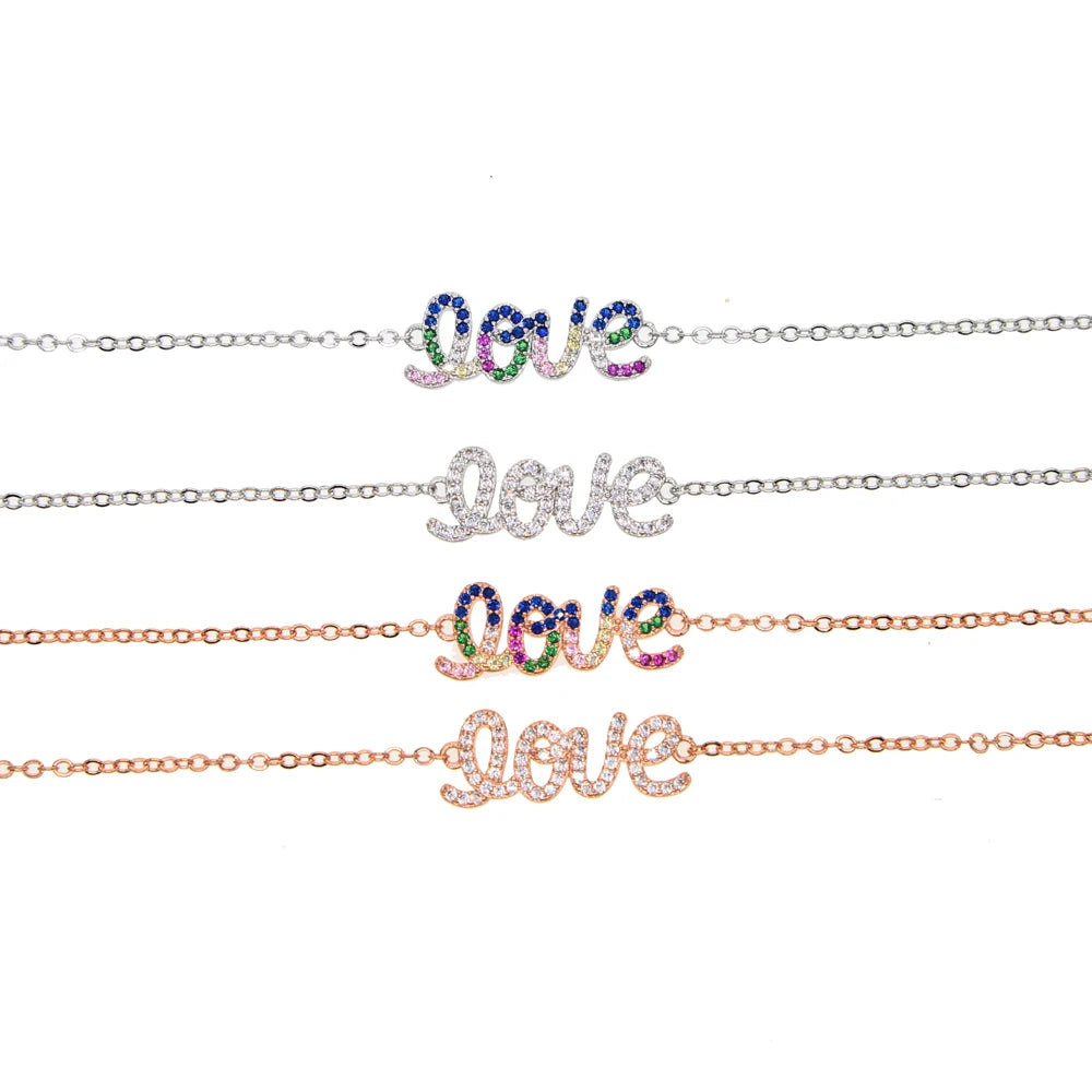 Crystal Love Letters 925 Sterling Silver Bracelets Charm Jewelry