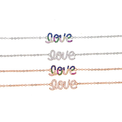 Crystal Love Letters 925 Sterling Silver Bracelets Charm Jewelry