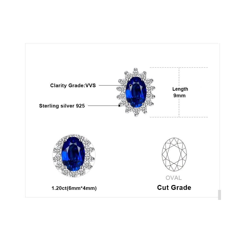 JPECJ258 Stud Earrings Charm Jewelry - Created Sapphire Ruby 925 Sterling Silver