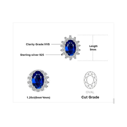 JPECJ258 Stud Earrings Charm Jewelry - Created Sapphire Ruby 925 Sterling Silver