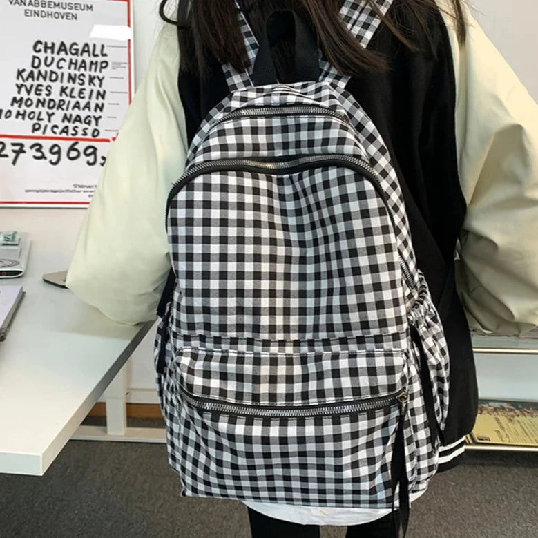 Fashion College School Cool Backpacks for Women Plaid Pattern GCBRA38