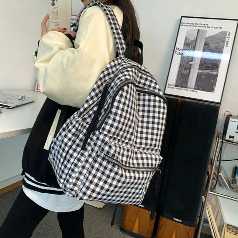 Fashion College School Cool Backpacks for Women Plaid Pattern GCBRA38