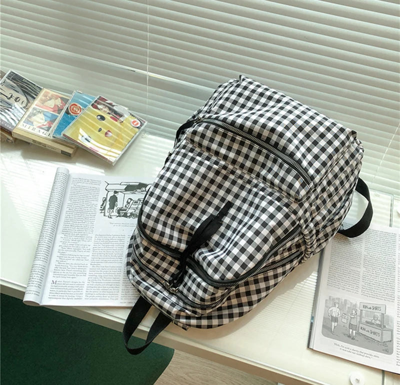 Fashion College School Cool Backpacks for Women Plaid Pattern GCBRA38