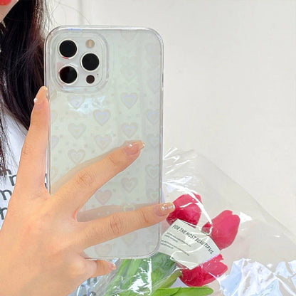 Laser Cute Phone Cases For iPhone 11 13 12 Pro Max X XS XR 7 8 Plus SE 2020 Transparent Heart