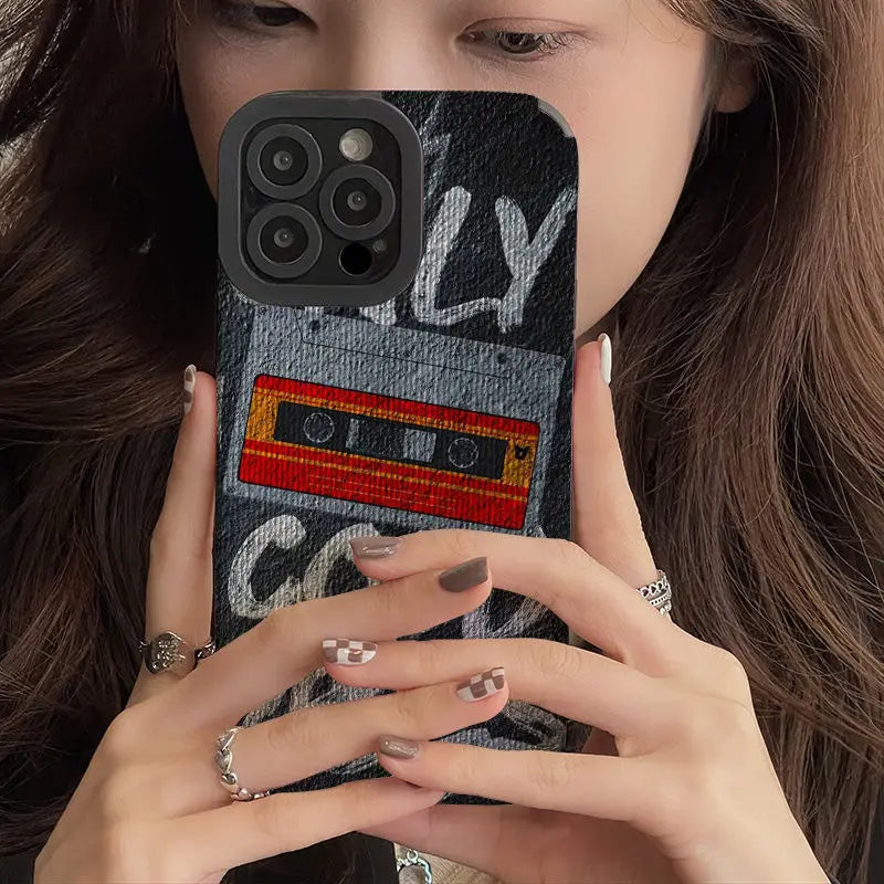 Cute Cassette Leather Phone Case - Compatible with iPhone 15, 14, 13, 12, 11 Pro, XS Max, Mini, 8 Plus, 7, 6S, 6, X, XR