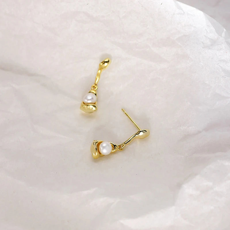 Drop Earrings Charm Jewelry - Irregular Droplet Pearl - TSJ118