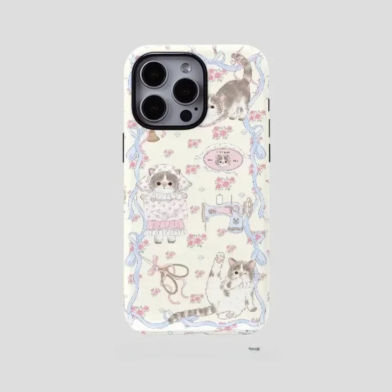 Cute Phone Cases For iPhone 16, 15PRO MAX, 14, 13, 12, 11 PRO, 11 Plus, 15pro - Tailor Cat Cartoon - Acrylic TPU Cover - PC8501