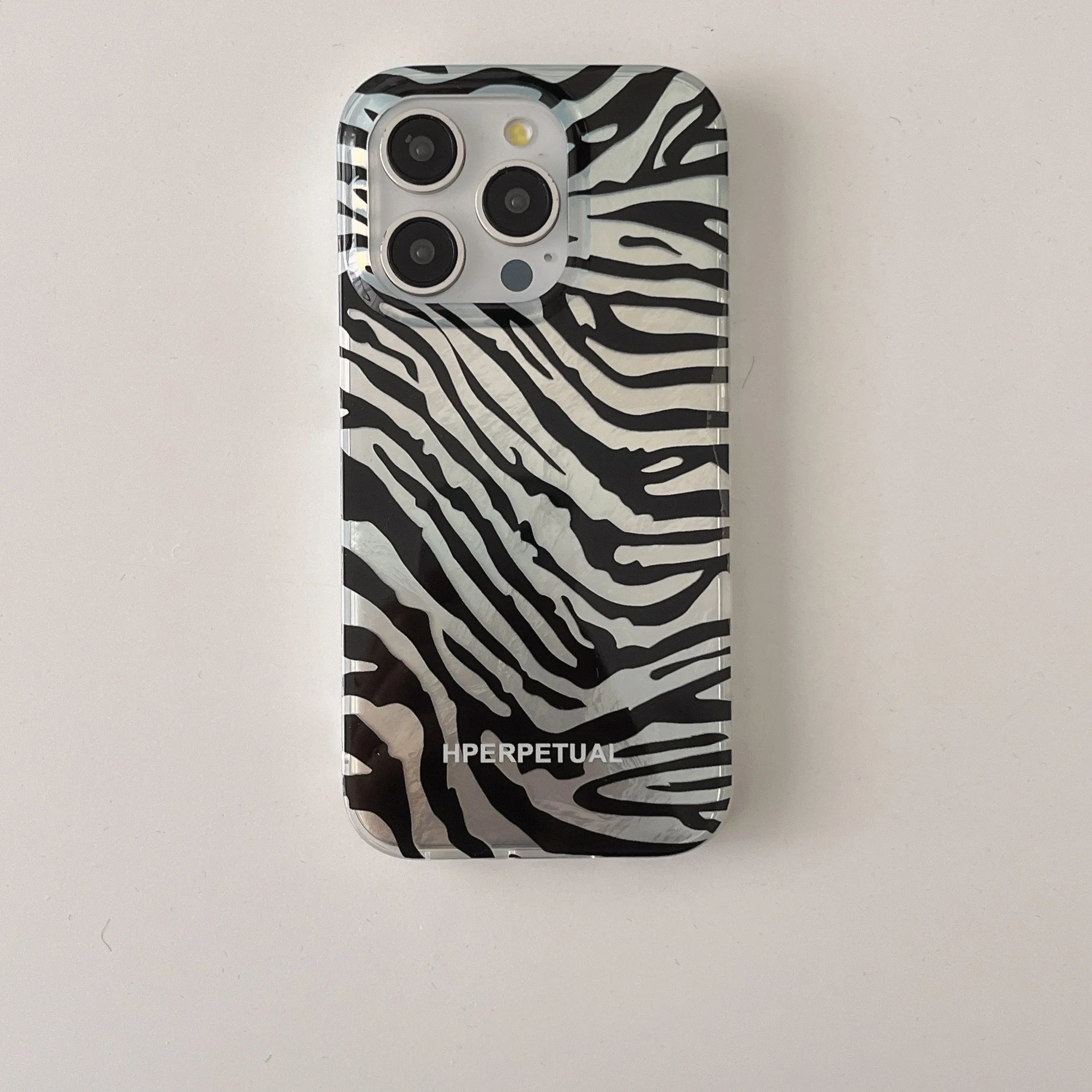 Cute Phone Cases iPhone 16, 15, 14, 13 Pro Max - Double Layers Zebra Pattern - Black Heart Wrist Chain - PC1420