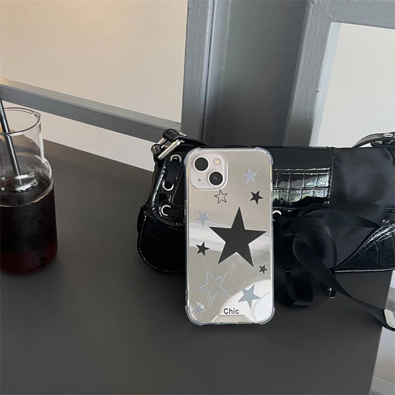 Cute Phone Cases for iPhone 14, 13, 12, 11 Pro Max, X, XR, and XS Max - Stars Mirror Cover - TSP449