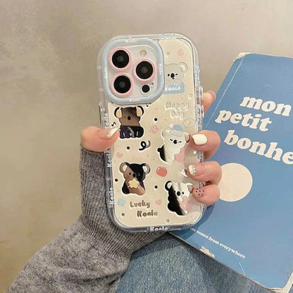 Cute Phone Cases for iPhone 15, 14, 13, 11, and 12 Pro Max - Lucky Koala - Hard Acrylic Mirror - TSP276