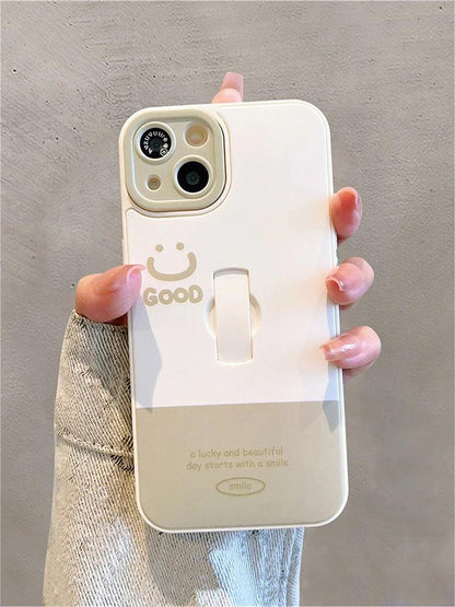 Cute Phone Cases for iPhone 11, 12, 13, 14, and 15 Pro Max - &quot;Nice Smile&quot; Words with Invisible Bracket - TSP209