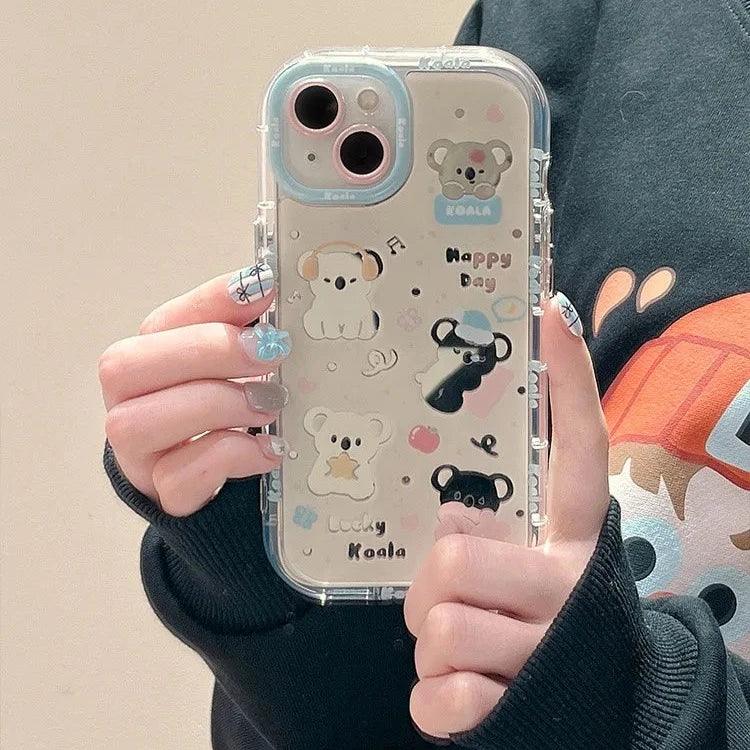 Cute Phone Cases for iPhone 15, 14, 13, 11, and 12 Pro Max - Lucky Koala - Hard Acrylic Mirror - TSP276