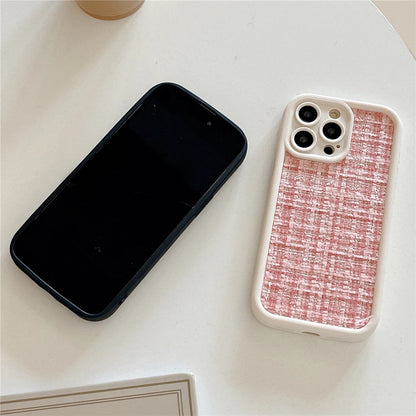 Stylish Lattice Fabric Cute Phone Cases for iPhone 14, 13, 12, 11 Pro Max and 14 Plus