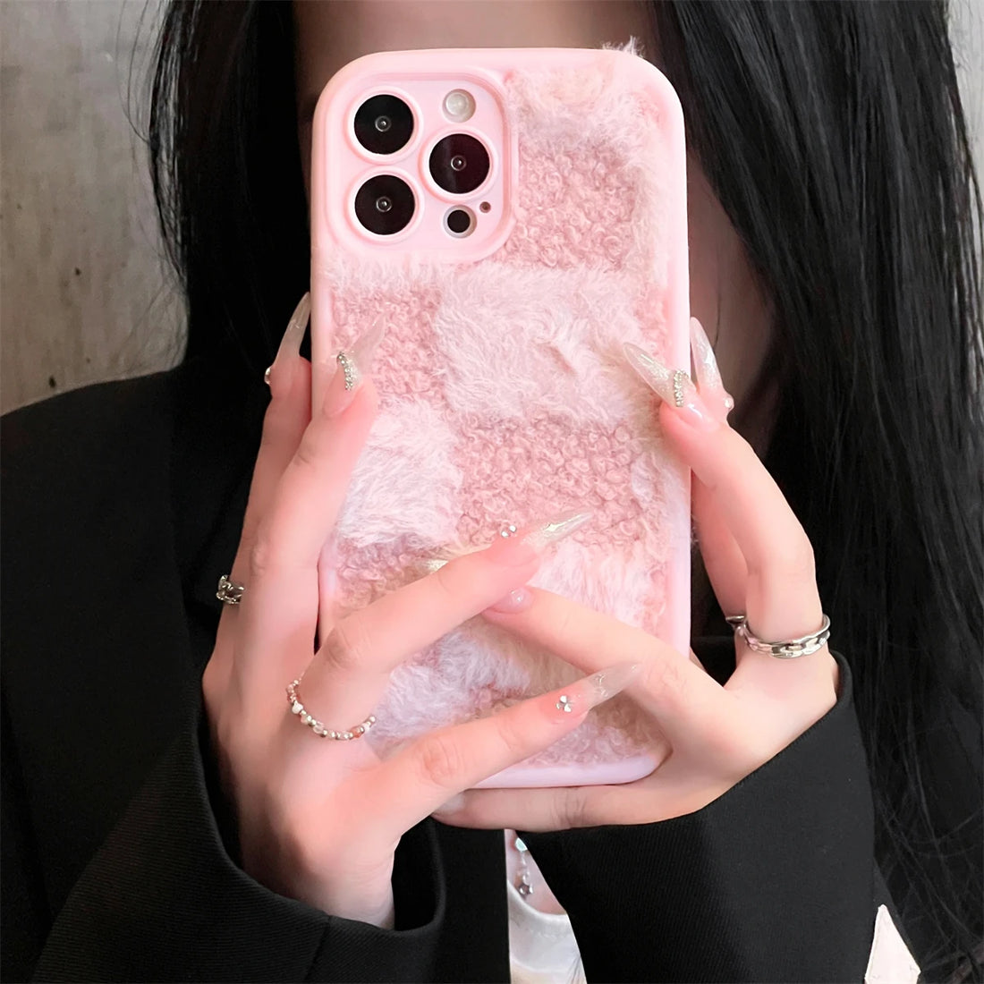 Cute Phone Cases for iPhone 11, 12, 13, 14, 15, 16 Pro Max and Plus - Fluffy &amp; Fabulous Spliced Lattice - TSP434