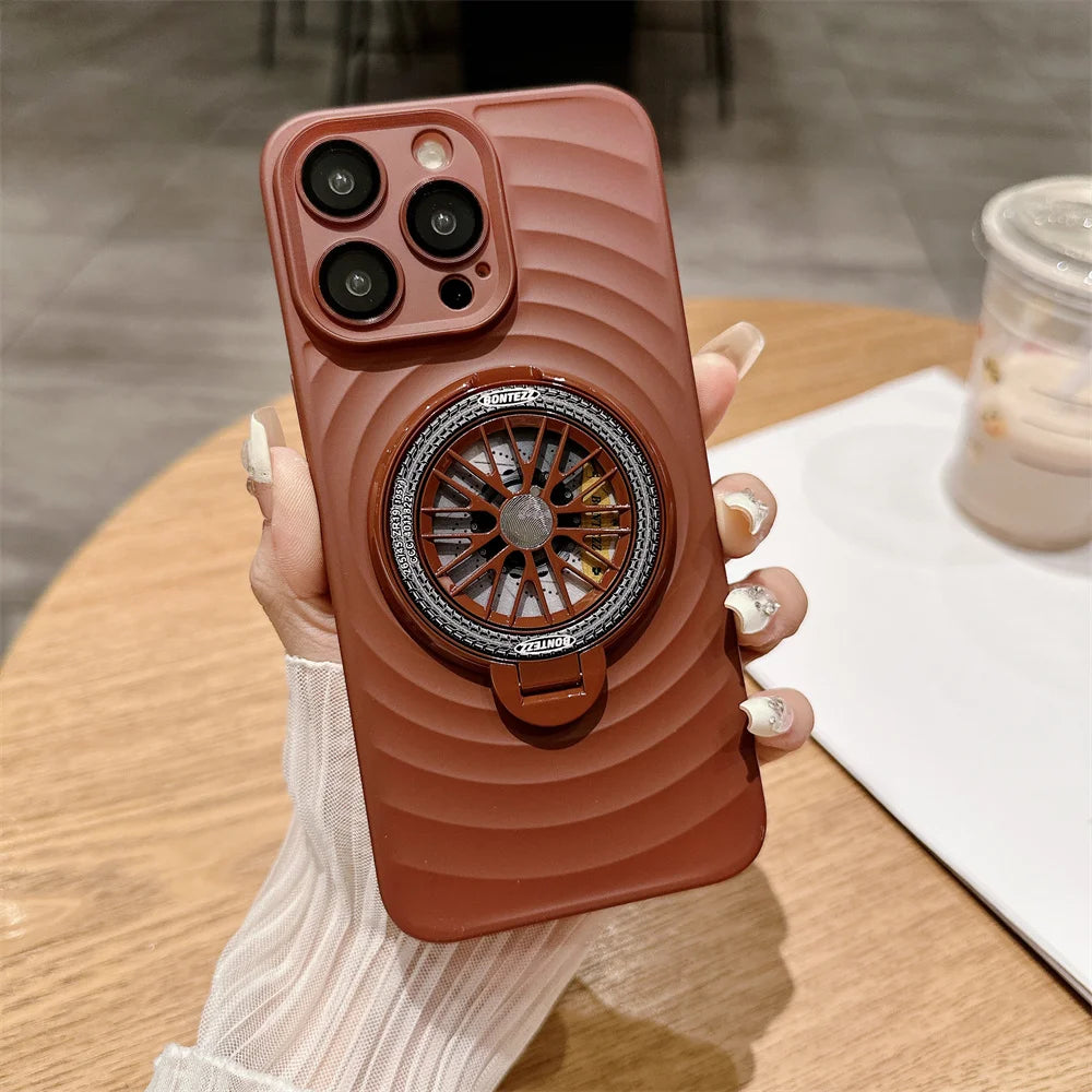 Cute Phone Cases For  iPhone 13, 14, 15, and 15 Pro Max models - Wave Ripple Gyroscopic Bracket Cover - TSP525