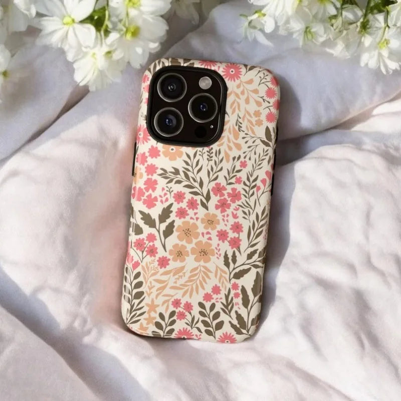 Cute Phone Cases For iPhone models 16, 15 PRO MAX, 14, 13, 12, and 11 - Pink Boho Floral - TSP505