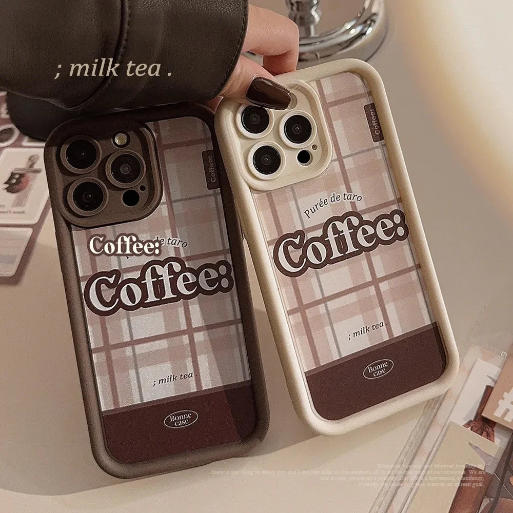 Cute Phone Cases For iPhone 16, 15, 14, 13, 12, 11 Pro Max, Xr, 16 Plus - Coffee Chocolate Plaid Stripes Art Soft Cover - CC6411 - Touchy Style