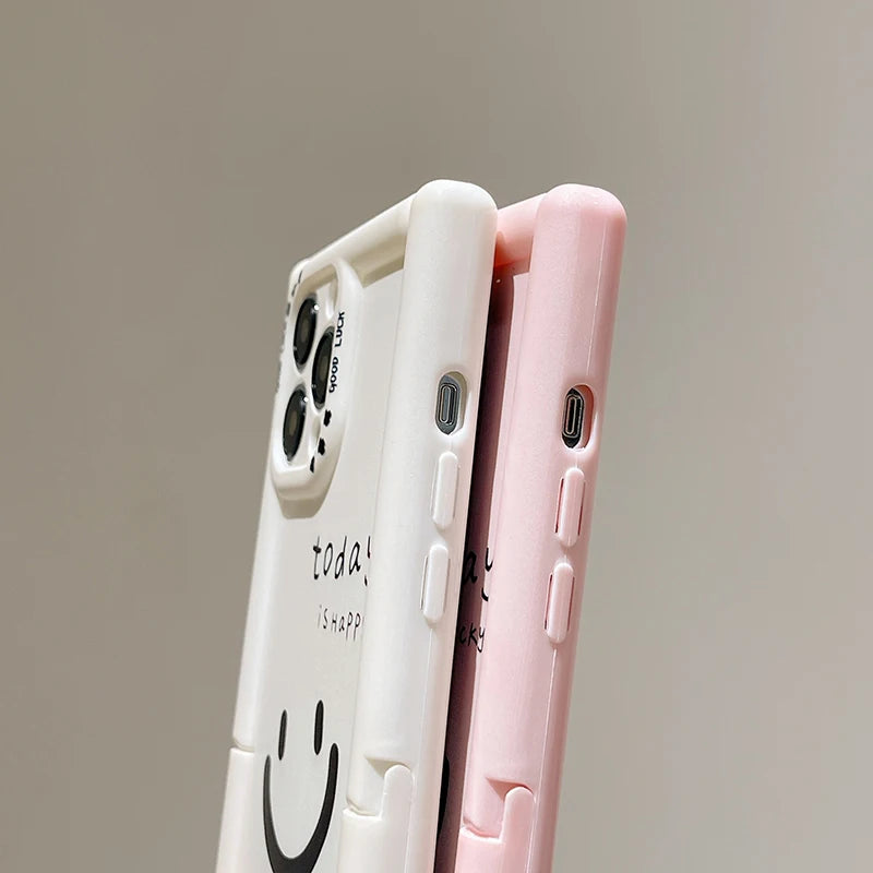 Cute Phone Cases - Lucky Happy Smile Holder Stand Case for iPhone 15/14/13/12 Pro Max - TSP292