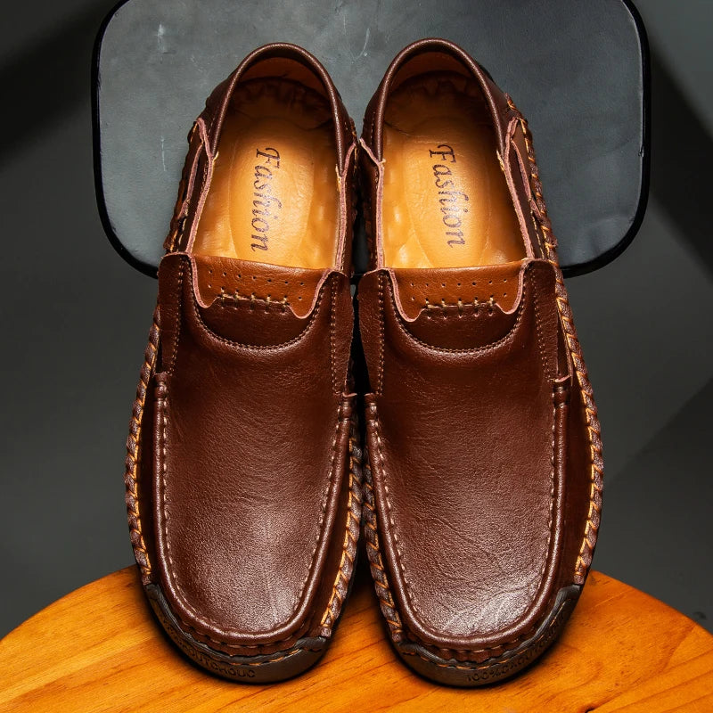 Flats Comfortable Leather Brown Men&