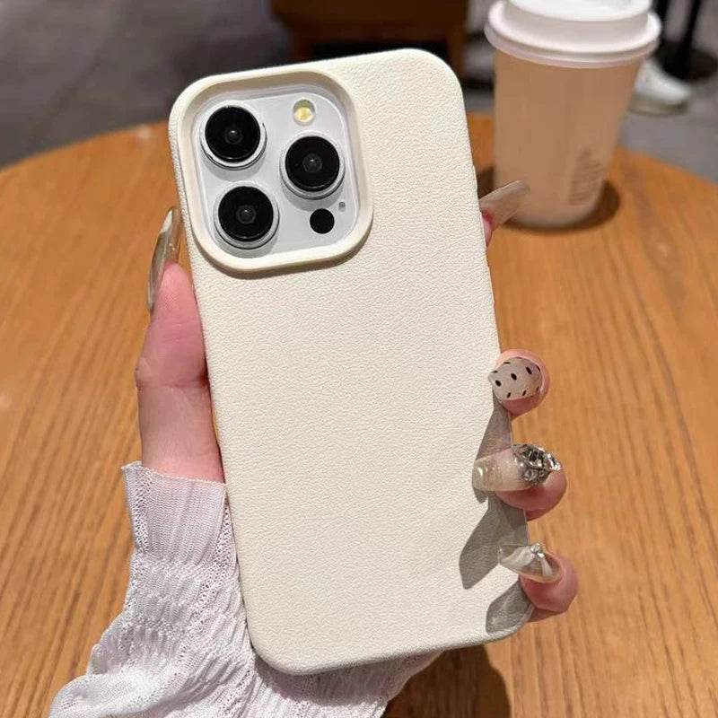 Cute Phone Cases For iPhone 16, 15, 14 Pro Max, 13, 12 Pro Max, 11 - Solid Matte Leather Soft Back Cover - PC9120 - Touchy Style