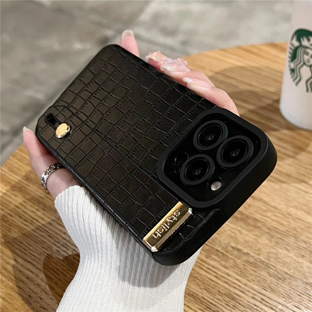 Soft Leather Wristband Cute Phone Cases For iPhone 15 14 11 13 12 Pro XS Max X XR 7 8 Plus