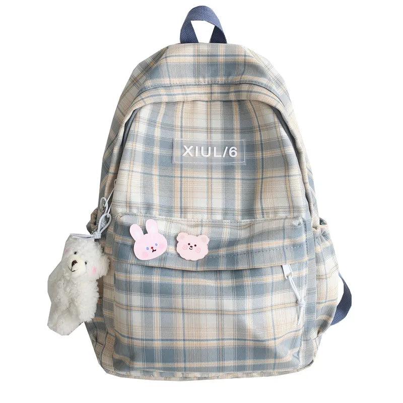 TSB30 Cool Backpacks - Fashion Plaid Nylon Travel Bag for Girls - Touchy Style