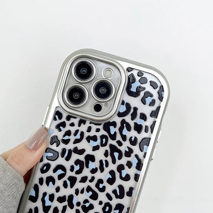 Cute Phone Cases: Black Blue Leopard Print for iPhone 15 Pro Max - TSP309