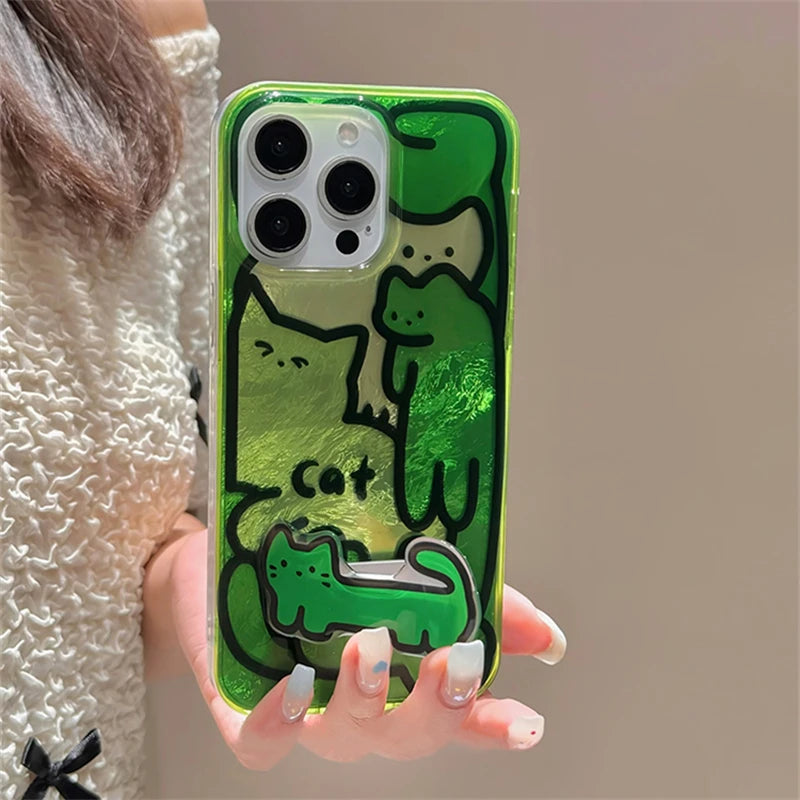 Cute Phone Cases for iPhone 15, 14, 13, and 12 Pro Max - Funny Line Drawing - Holder Stand - TSP220