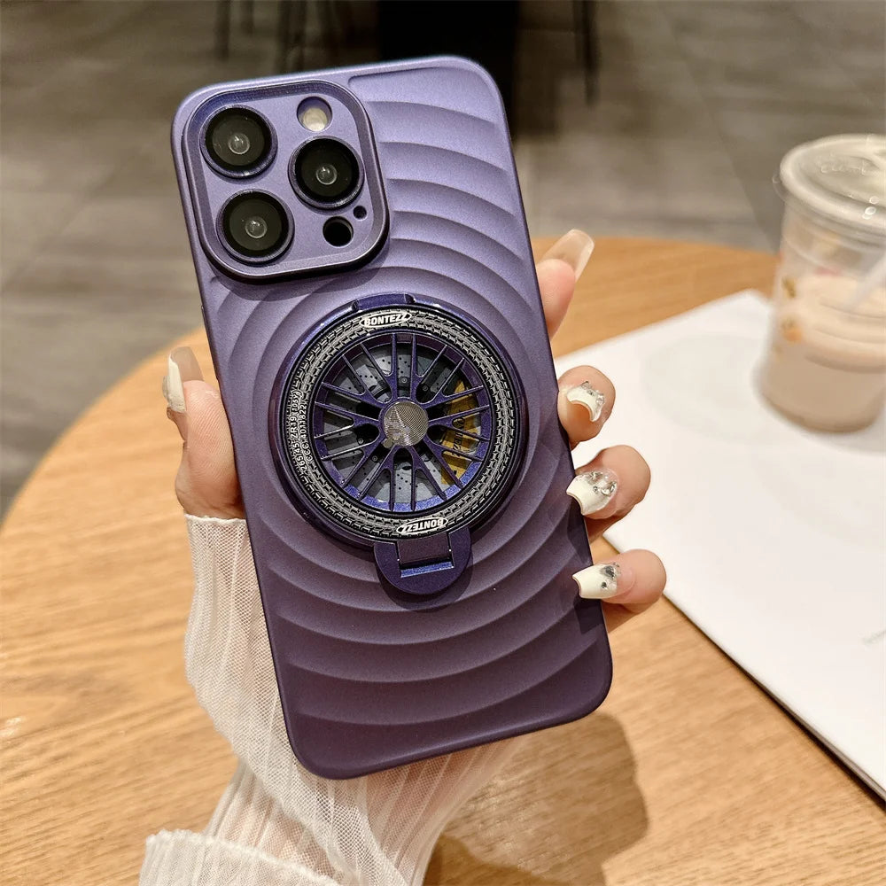 Cute Phone Cases For  iPhone 13, 14, 15, and 15 Pro Max models - Wave Ripple Gyroscopic Bracket Cover - TSP525